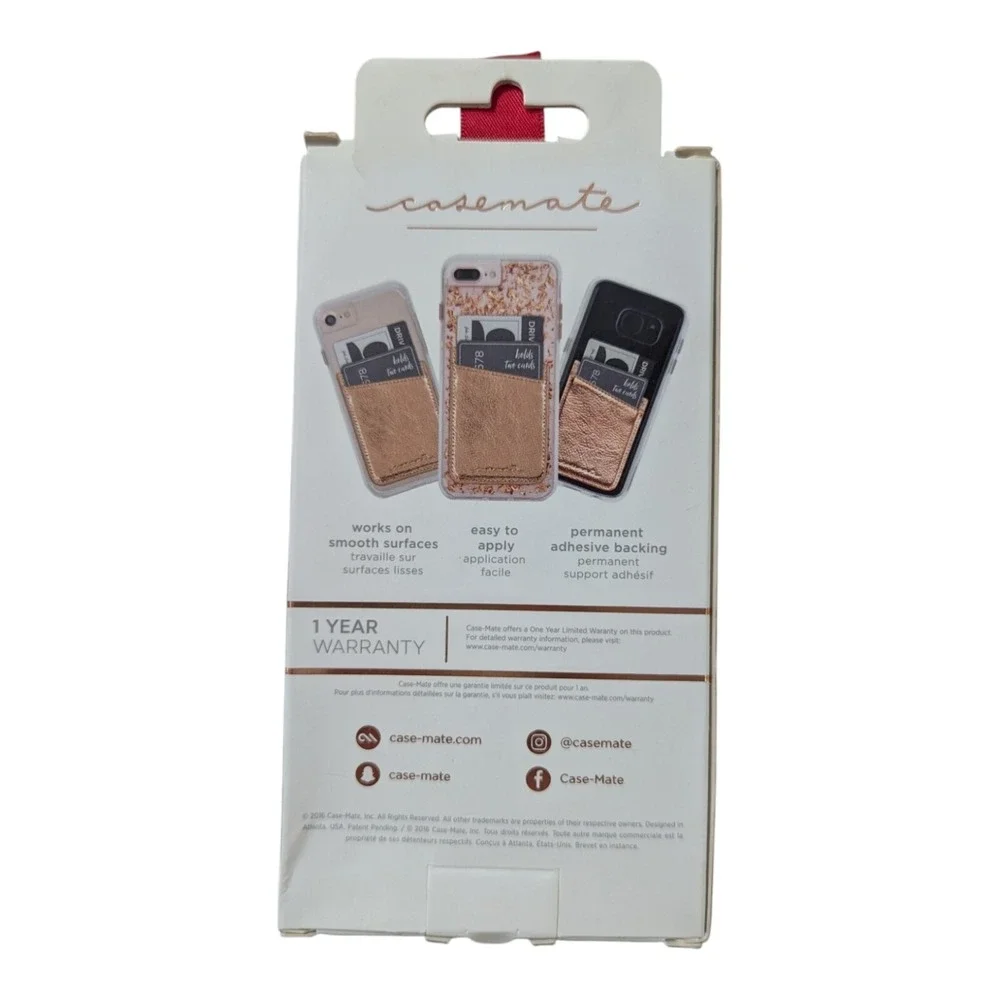 F2. Case-Mate Pockets Stick On Card Holder Green Gold Fits Most Smartphones